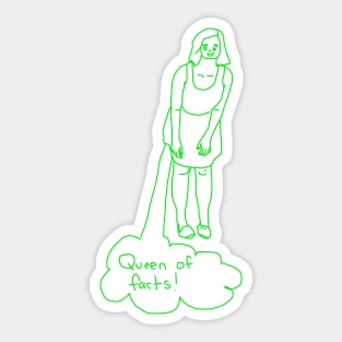 Queen of Farts Green Linework Drawing Sticker